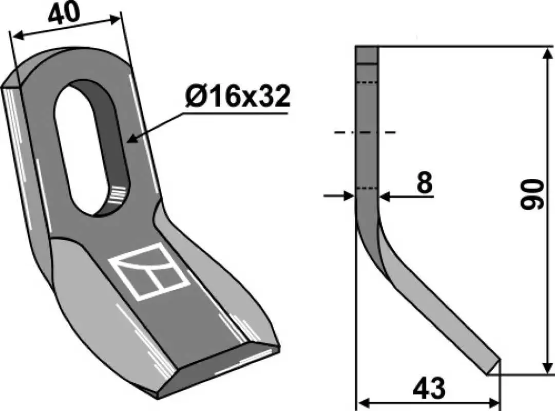 Y-Messer 90x40mm